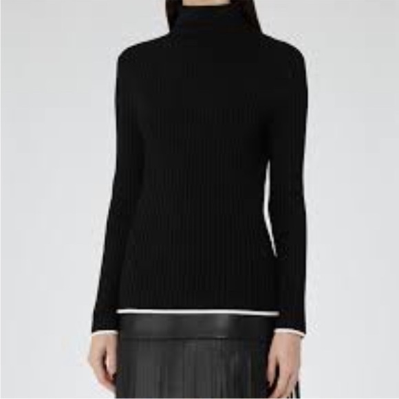 Reiss Olins Tipped Turtleneck Sweater in Black - Picture 1 of 8